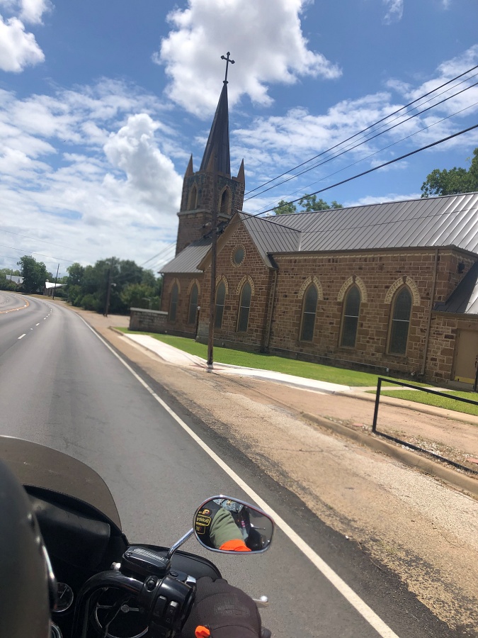 Church Highway Black Motorcycle Blue Sky
